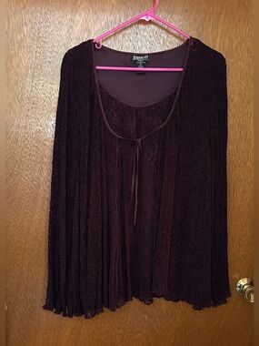 Sensuous Burgundy Long Sleeve Pleated Top -